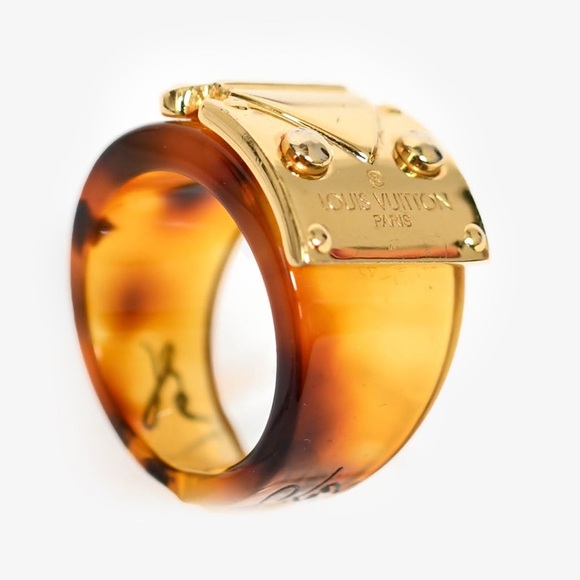 Louis Vuitton Gold and Tan Ring